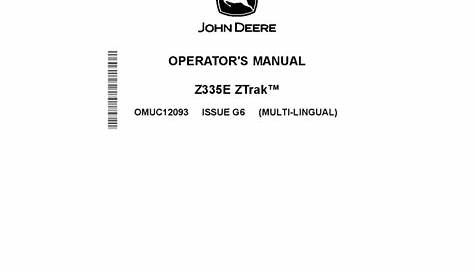 John Deere Z335E -Ztrak Parts Catalog Manual Pdf Download - Service