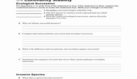 ecological succession lab worksheet answers