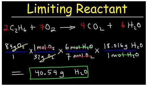 determining the limiting reactant worksheet