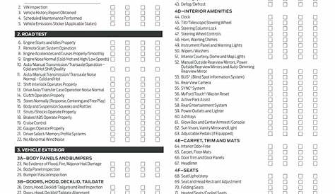 Used Car Inspection Checklist Form Pdf 2020 - Fill and Sign Printable
