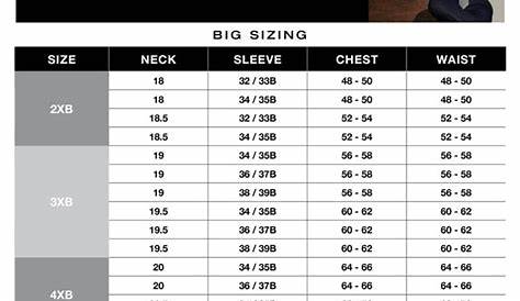 van heusen t shirt size chart