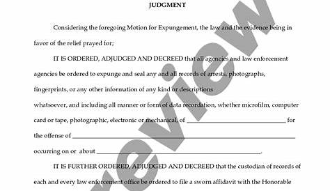 Louisiana Motion and Order for Expungement - Expungement Letter Example | US Legal Forms