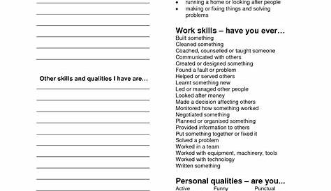 job skills worksheets