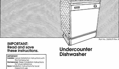 Whirlpool DU920QWDB2 User Manual UNDER COUNTER DISHWASHER Manuals And