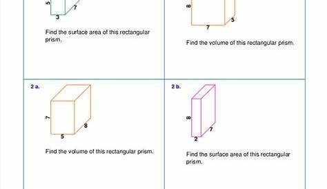 surface area - rectangular prism worksheets answer key