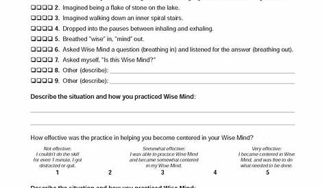 Wise Mind Worksheet Examples - worksSheet list
