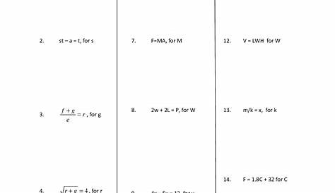 worksheet on solving literal equations pdf