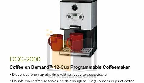 Download free pdf for Cuisinart DCC-2000 Coffee Maker manual