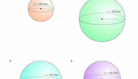 surface area of spheres worksheet