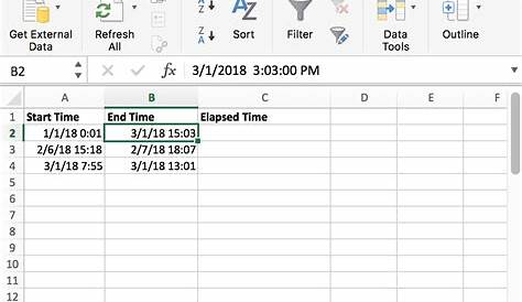 Determining the the elapsed time between two timestamps in Excel