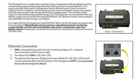 EMERSON SITE SUPERVISOR CONTROLLER QUICK SETUP MANUAL | ManualsLib