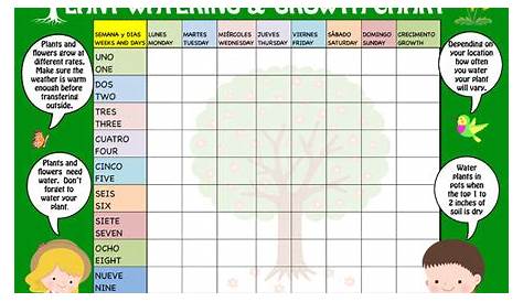 Mi LegaSi Bilingual Plant Watering and Growth Chart for Download