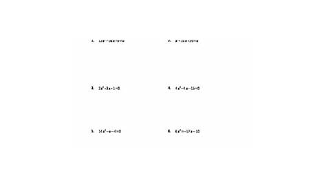using quadratic formula worksheet