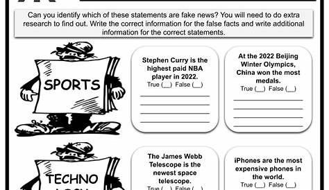 media literacy worksheet