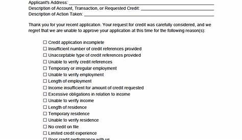 Free Adverse Action Letters | Fair Credit Reporting Act (FCRA) | PDF | Word