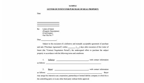 sample real estate offer letter to seller