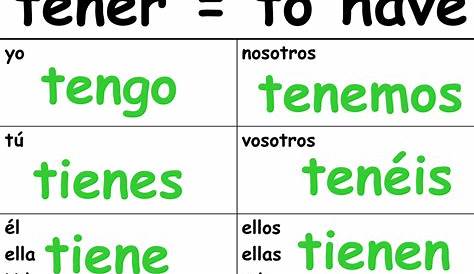 verb chart for tener
