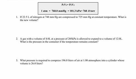 Gas Laws Worksheet 2 Boyle, Charles, And Combined Gas Laws – Worksheets