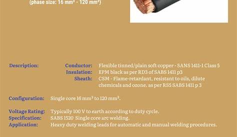 Specifications - Heavy Duty Welding Cable | Empire Cables