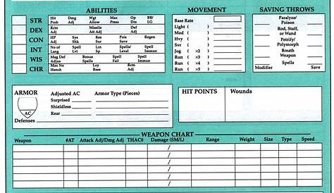 [AD&D 2e] Looking for character sheets... again | Gurps character sheet, Dnd character sheet