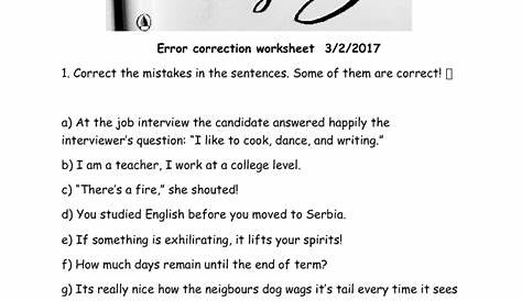 fix the grammar mistakes worksheet