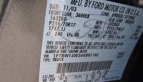 2003 ford f150 color codes