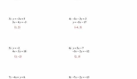 solve the equations worksheet