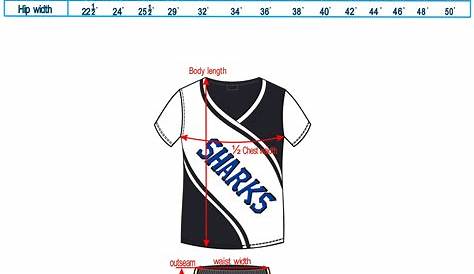 Cheerleader Uniform Size Chart SG