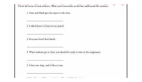 pronoun antecedent agreement worksheets with answers