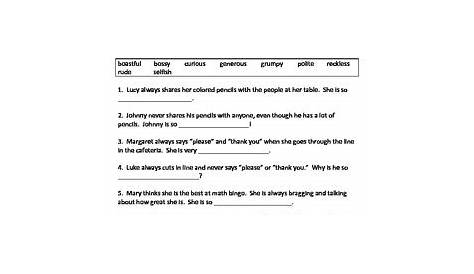 Character Traits - Fill in the Blank Worksheet by Lisa Gerardi