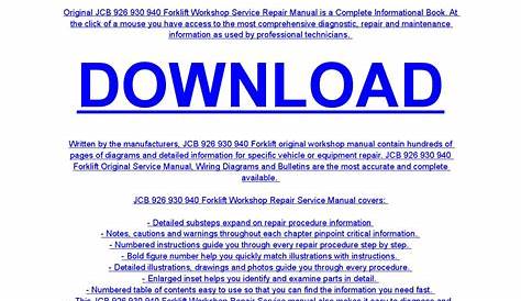 Download Jcb 930 Forklift Manual Pics - Forklift Reviews