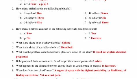 introduction to atoms worksheets answer key