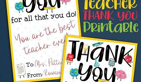 teacher appreciation thank you printable