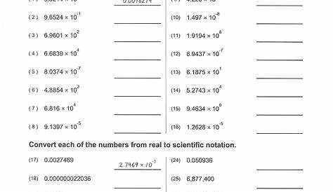 scientific notation 8th grade worksheets