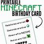 Minecraft Birthday Cards Printable