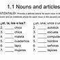 Nouns And Articles In Spanish Worksheet Answers