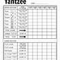 Printable Yahtzee Score Sheets 4 Per Page