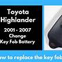 2019 Toyota Highlander Fob Battery
