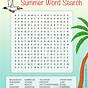 Printable Summer Word Search Large Print