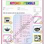 Kitchen Utensils Printable Worksheet