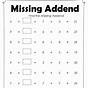 Missing Addend Worksheet 1st Grade