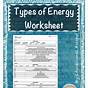 Types Of Energy Worksheets Pdf