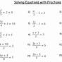 Solving Fraction Equations Worksheet