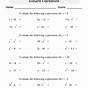 Evaluate Expressions Worksheets