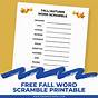 Fall Word Scramble Printable