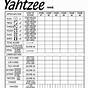 Yahtzee Score Cards Printable