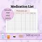 Pdf Printable Medication List Template