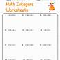 Understanding Integers Worksheets