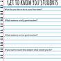 Getting To Know You Student Worksheet