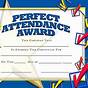 Perfect Attendance Certificate Printable Free